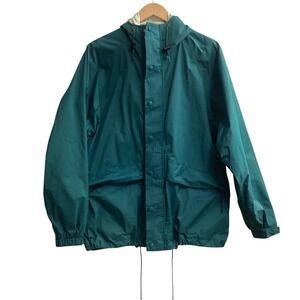 LL Bean Stowaway Teal‎ Green Gore-Tex Hooded Rain Jacket Men's Large Windbreaker